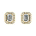 thumbnail image 2 of 3/4 Carat Emerald Cut Halo Diamond Stud Earrings in 14K Yellow Gold, 2 of 5