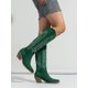 thumbnail image 2 of Women's Chunky/medium Heel Pointed Toe Western Style Embroidered Over The Knee Boots For Autumn/winter, 2 of 4