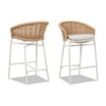 thumbnail image 4 of Pemberly Row 28" Wicker Back Outdoor Bar Stool Set of 2 in Wheat Beige, 4 of 11