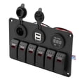 thumbnail image 3 of 12V 24V 6 Gang Car Boat Marine LED Rocker Switch Panel Dual USB Voltmeter Cigarette Lighter Red, 3 of 13
