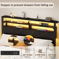 thumbnail image 6 of Satifur Queen Size Bed Frame with 2 Storage Drawers Headboard, LED & Charging Station, Black oack, 6 of 8