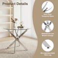 thumbnail image 5 of Atumcto 5-Piece Round Glass Dining Table Set for 4, 35.5" Modern Kitchen Table Set with 4 Chairs, Tempered Glass Top, Silver Metal Legs, 5 of 10