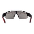 thumbnail image 2 of Mens Xloop Half Rim Oversize Shield Sharp Plastic Sunglasses Matte Black Red Silver Mirror, 2 of 4