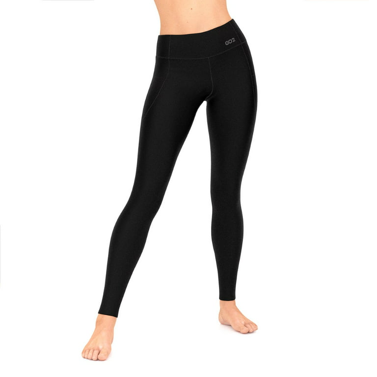 Go2 Compression Leggings Womens Black High Waist with Tummy Control and  Pocket(Black,Small) 