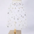 thumbnail image 2 of CUZIBR Kids Girls Dance Start Sequins Skirts Elastic Waist Midi Length Party Ballet Skirt Prince Birthday Wedding Casual Dailywear,White,4-5 Years, 2 of 4