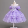 thumbnail image 6 of IFNWSV Girls Dresses Kids Solid Color Short Sleeve Dress Princess Dress for Purple 3-4Years, 6 of 6