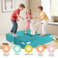 thumbnail image 6 of QuzyAor 39" Modular Kids Play Couch, 5-Piece Velvet Toddler Foam Sofa, Foldable Convertible Play Chair for Boys Girls Playroom Bedroom, Cyan, 6 of 9