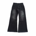 thumbnail image 6 of Womens Pants Low Rise Wide Leg Jeans with Washable Denim Patchwork and Fold Over Detail Trousers, 6 of 6