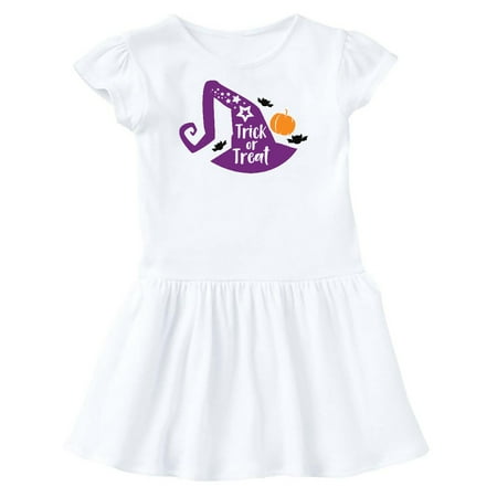 

Inktastic Halloween Trick Or Treat Witch Hat Bats Stars Gift Toddler Girl Dress