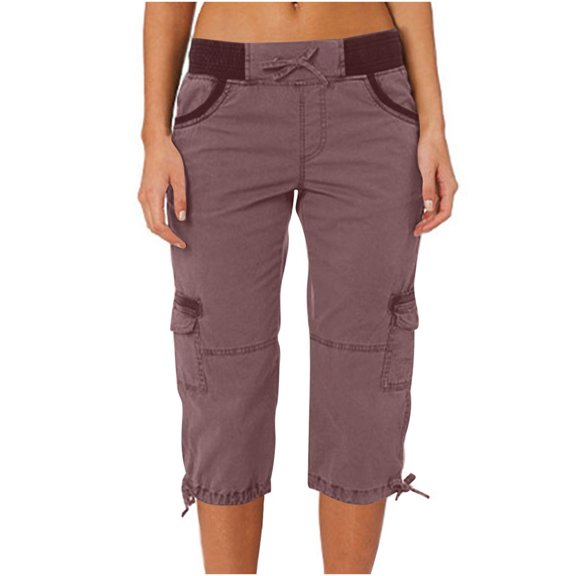 Olyvenn Women's Fashion Casual High Waist Cargo Pants A-Line Loose Wide Leg Pocket Quick Drying Pants Workout Loose Full Length Pants for Women Trendy 2023 Brown 4