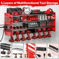 thumbnail image 5 of Large Power Tool Organizer Wall Mount with Charging Station,4 Layer Heavy Duty Metal Tool Storage Shelf Loads 600lbs,Battery Utility Rack With 4 Outlet Power Strip with 8 Cordless Drill Holder, 5 of 13