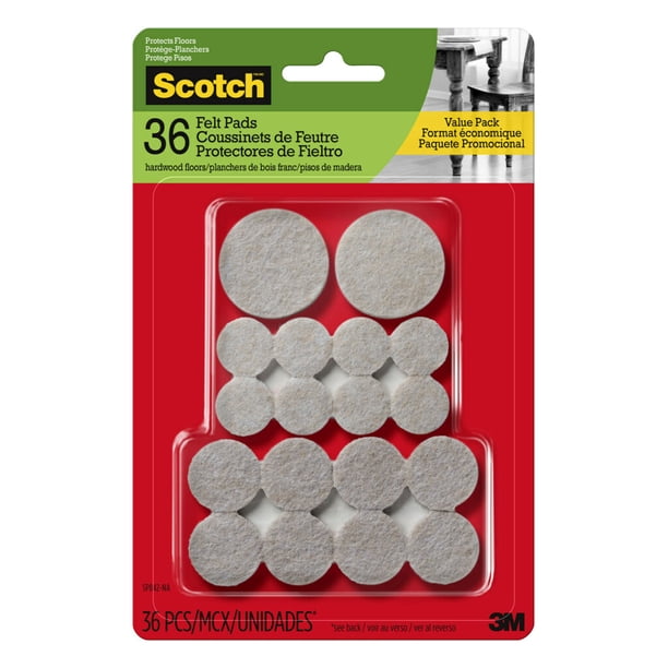 Scotch™ Felt Pads Value Pack, Beige, Assorted Sizes, 36/Pack Walmart