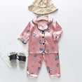 thumbnail image 2 of Hfolob Summer Pajamas For Girls Toddler Kids Baby Girl Satin Cartoon Button Down Shirt Tops + Long Pants Silk Sleepwear Outfits Loungewear Set Classic Sleepwear, 2 of 6