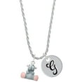 thumbnail image 1 of Delight Jewelry Resin Grey Hippopotamus Honey Silvertone Script Initial Disc - G - Charm Necklace, 20"+3", 1 of 4