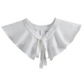 thumbnail image 4 of Blusa elegante con cuello chal falso para mujer y niña, con volantes para media camisa Blanco, 4 of 6