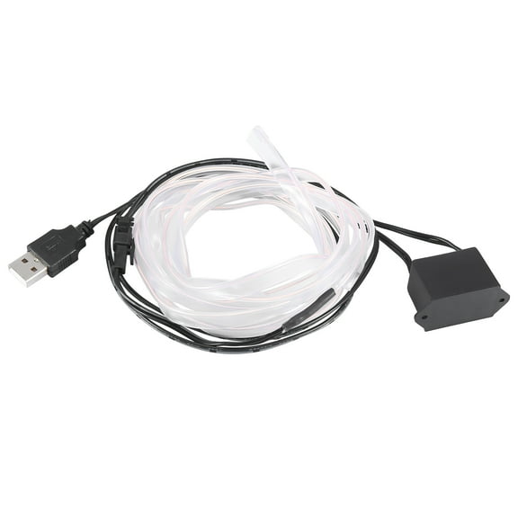 2 Meter/6ft USB Neon EL Wire String Strip White Cold Light Glow String Strip Set for Car