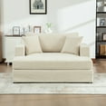 thumbnail image 3 of 56.3" Wide Extra-Large Sofa Bed with Sturdy Metal Legs, Chenille Linen Fabric Sleeper Sofa with Back Cushion and Pillows, Comfy Couch for Living Rooms Bedrooms Apartments, Beige, 3 of 9
