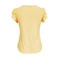 thumbnail image 4 of AKOEE Button Up Eyelet Shirts for Women Summer Ruffle Short Sleeve V Neck Blouses Dressy Casual Tops (XL, Yellow), 4 of 4