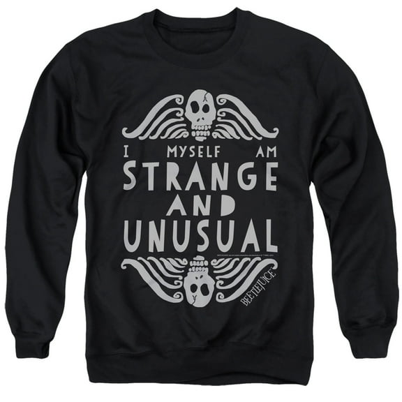 Beetlejuice Strange And Unusual Unisex Adult Crewneck Sweatshirt,Black, 3X-Large