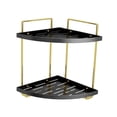 thumbnail image 4 of Organizador de baño de esquina, estante de maquillaje, tocador moderno, bandeja decorativa, mostrador de 2 niveles Oro negro, 4 of 9