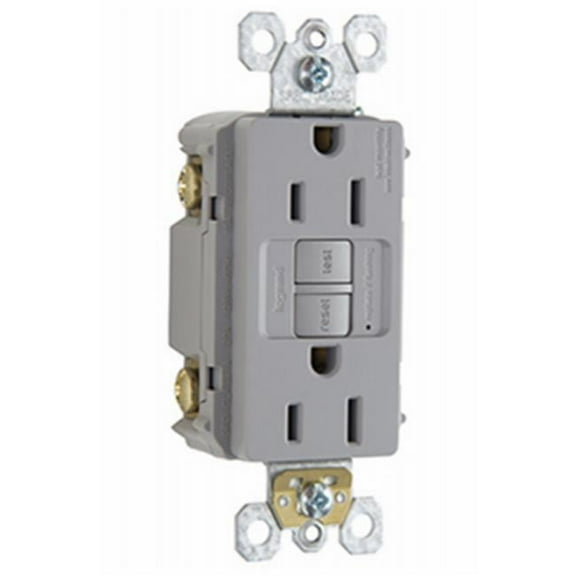 1597GRYCC10 GFCI Receptacle, 15A, Gray