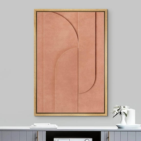 PixonSign Framed Wall Art Geometric Mid-Century Orange Polygon Collage Abstract Shape Paintings Minimalism Modern Art Decor Contemporary Canvas Prints Fine Art for Rooms - 16"x24" Natural