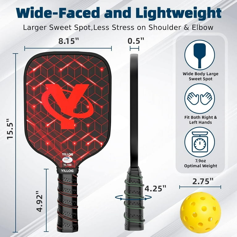 YILLOG USAPA Approved Pickleball Paddle Set Of 4 - Includes Paddles, Balls, Cooling Towels & Bag