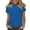 Blue, variant on Summer Short Sleeve T Shirt Womens Trendy Basic Mock Neck Solid Color Pullover Tee Fashion Casual Loose Tops