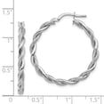thumbnail image 3 of FB Jewels 14k White Gold Polished Textured Hoops, 3 of 3