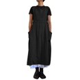 thumbnail image 1 of JUNWELL Robe d'Été Sans Manches pour Femmes, Col Carré, Poches, Coton Lin, Tablier Long, Robe Tablier, Vestidos Mujer, 1 of 6