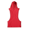 thumbnail image 4 of ZCFZJW Mens Workout Hooded Tank Tops Gym Running Cut off Muscle Tank Tops Bodybuilding Training Sleeveless Hoodies Shirts with Pockets Red S, 4 of 5