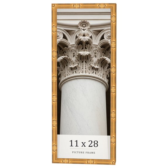 11x28 Frame Gold Bamboo Solid Wood Picture Frame | 1 Inch Moulding Width | Interior Frame Depth