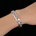 thumbnail image 3 of Ruanlalo Chain Bracelet Exquisite Durable Sliver Plated Sideways Luxurious Men Bangle for Business Silver 6mm, 3 of 6