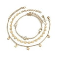 thumbnail image 1 of Wweixi 3 Pieces Anklets Heart-shaped Hanging Decor Ankle Bracelets for Girls Gold 1Set, 1 of 6