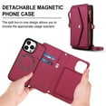 thumbnail image 2 of Decase 2-in-1 Detachable Magnetic Wallet Case Compatible with iPhone 15 Pro Max, Shockproof PU Leather Flip Cover with Card Slots, Cash Pocket, Zipper Purse, Crossbody Strap, RFID Blocking,Red, 2 of 8