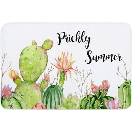 

Prickly Summer Memory Foam Soft Door Mat Indoor Doormatches Absorbent Floor Mat Anti-Skid Welcome Mat for Front Door High Traffic Areas Tropical Watercolor Cactus Simple Style 24x16 Inch