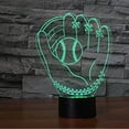 thumbnail image 1 of Abstractive 3D Optical Illusion Baseball Gloves Colorful Lighting Effect Touch Switch USB Powered LED Decoration Night Light Desk Lamp for Holiday Birthday Gift, 1 of 7