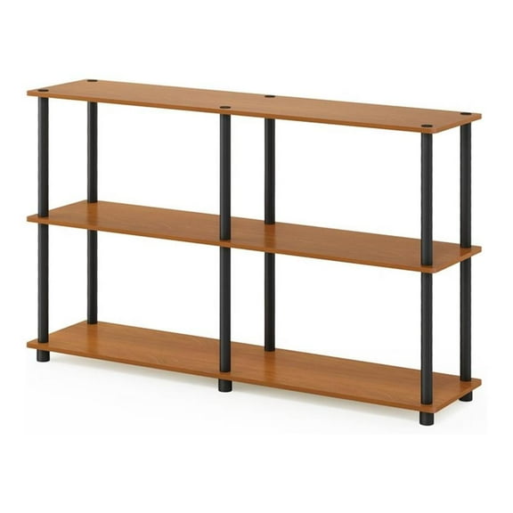 Pemberly Row Turn-N-Tube Wood 3-Tier Storage Display Rack in Light Cherry/Black