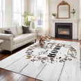thumbnail image 2 of Farmhouse Wreath Area Rugs 8'x10', Washable Small Throw Rugs for Living Room Patio, Sweet Home Rustic Plants Texture Grey Wood Indoor Outdoor Rug Non-Slip Low Pile Carpet Runner Reversible Floor Mats, 2 of 8