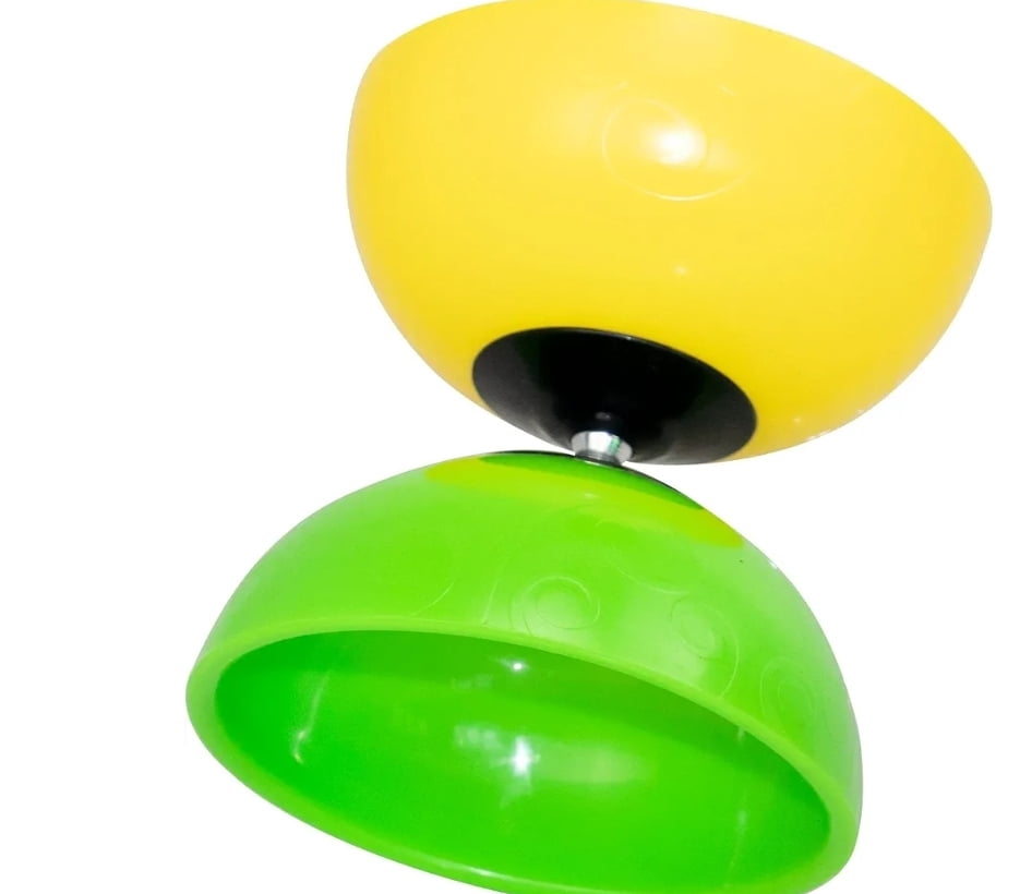 DIABOLO by Funtrix, Spin Like a Pro, Beginner to Expert Levels, Strong Fiberglass Sticks, Comfortable Foam Handles, Durable Braded Cord, Funtrix App Included, 30 Tricks, Green & Yellow, Ages 6+