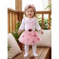 thumbnail image 5 of RUINIXCW Baby Girl Football Set Embroidered Long Sleeve Romper Tulle Skirt Headband, 5 of 7