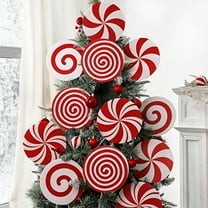 BESTSKY 4Pcs Christmas Candy Cane Plastic Candy Decorations Peppermint Ornaments for Christmas Tree Candy Lollipop Craft Decor for Xmas Home Party Supplies