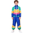 thumbnail image 6 of FINALGANG Girls Boys 2 Piece Tracksuit Kids Retro Color Block Zip Up Long Sleeve Jacket With Contrast Panels Matching Jogger Pants For Casual Daily Wear Trendy Set, 6 of 8