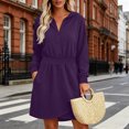 thumbnail image 2 of Enjoytime Fall Mini Dresses for Women 2026 Long Sleeve Half Zip Hooded Sweatshirt Dress Comfy Casual Dress with Pockets, 2 of 8