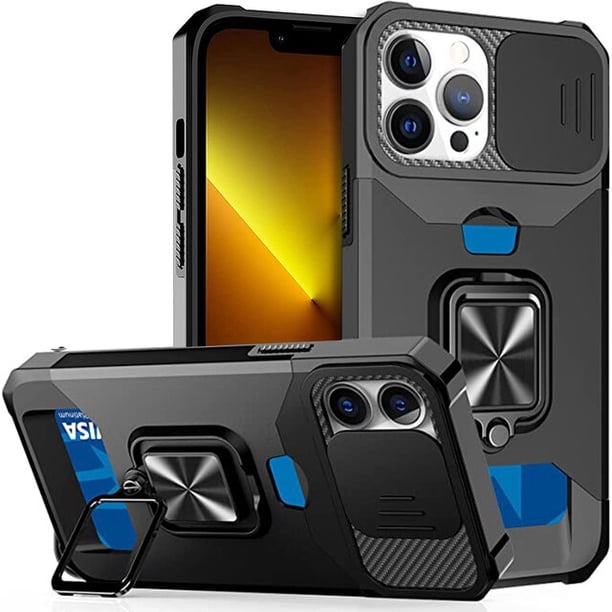 Funda para iPhone 14 Pro Max 13 12 Pro Max 8 7 Plus Mini SE, protección resistente con cubierta de cámara deslizante y cubierta con Clip para tarjeta Fivean unisex