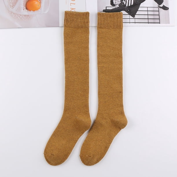 Calcetines de pantorrilla de otoño e invierno, calcetines de mujer jk, calcetines de pierna delgada, calcetines de algodón cálidos de color sólido, más calcetines de felpa acolchados de terciopelo