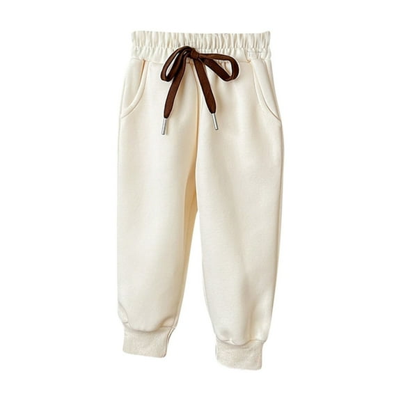 Edvintorg 1-12 Years Pants for Girls Kids Jogger Sweatpants Fashion Solid Color Casual Drawstring Trousers Winter Warm Pants with Pocket Toddler Pants for Girls