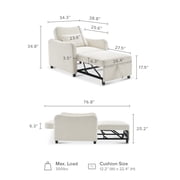 Mopio Sophie 4-in-1 Convertible Sleeper Chair Bed, Accent Chair, Armchair, Chaise Lounge, Comfy Reading Chair, Pull Out Bed with Adjustable Backrest & Spill-Resistant Boucle for Living Room, Bedroom