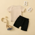 thumbnail image 2 of Futezty Toddler Boys Clothes Summer Outfit Sets Cotton T Shirt Short Sleeve Top Letter Printed Baby Clothes Crewneck T Shirt Elastic Waist Pockets Drawstring Shorts Set 2 Piece Set, 2 of 6