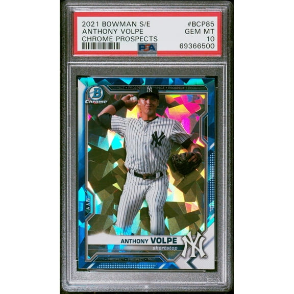 Graded 2021 Topps Bowman Sapphire Edition Anthony Volpe #BCP85 Chrome Prospects Rookie RC Baseball Card PSA 10 Gem Mint